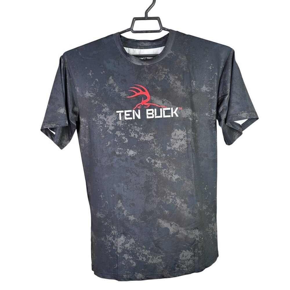 Mens Ten Buck Gray Camo Tech Tee Shirt Short Sleeve Crew Neck Outdoor Size M